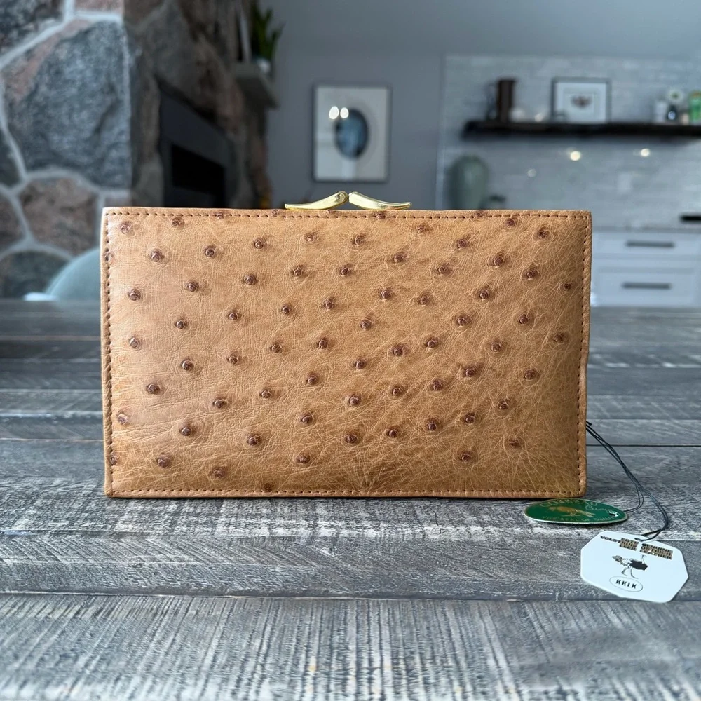 NWT Vintage Corbeau Curio Ostrich Kisslock Clutch - Picture 11 of 11